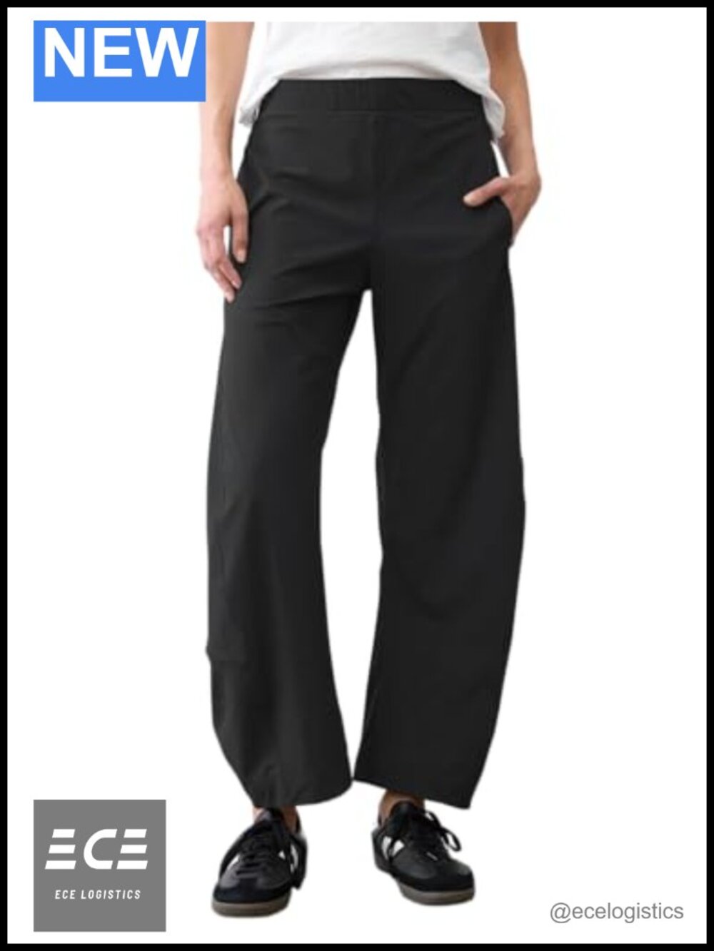 LOMON Barrel Pants Wide Leg Ankle Pull-On Business Casual Work